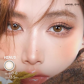 Lens nâu tây có cận 0-8 Venus hiệu Angel Eyes - Dòng kính áp tròng nâu Silicone Hydrogel cao cấp Hàn Quốc Dia 14.0