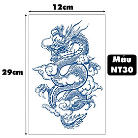 Miếng Dán Xăm Hình Dán Tattoo 15 Ngày Không Trôi Chống Thấm Nước Tạm Thời Rồng Uốn lượn Mây Legaxi