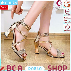 Giày cao gót nữ 6p RO540 ROSATA tại BCASHOP hở mũi, quai ngang lấp lánh, quai ôm cổ chân và dây kéo phía sau