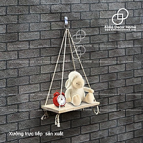 Kệ gỗ treo tường nhiều kích thước, gỗ thông decor (tặng kèm hơn 2m dây thừng, đinh 4 chân siêu chắc)