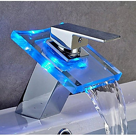 Vòi lavabo Led đổi màu theo nhiệt độ hàng inox cao cấp ( có kính cường lực )