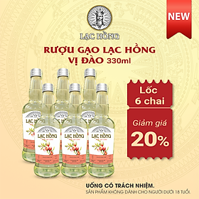 [COMBO 6 CHAI] Rượu Gạo Lạc Hồng Vị Đào thơm ngon dễ uống được chưng cất từ gạo lên men 330ml