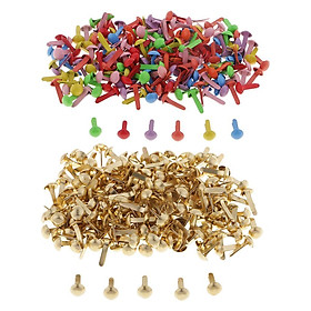 400 Pcs Colorful  Bag Clips, Metal, Round Head, Metal Brads for Paper, Craft Work