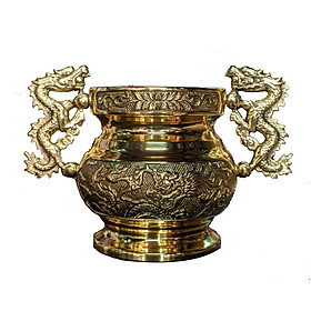 Lư Hương song long bằng đồng PT0219(10cmx18cmx13cm)