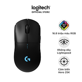 Chuột game không dây Logitech G Pro Wireless - Thiết kế cấp độ Esport, nhẹ, cảm biến Hero 25k, RGB Lightsync, Lightspeed - Hàng chính hãng