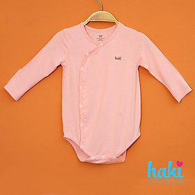 Bộ Bodysuits dài tay cài lệch vải sợi tre cao cấp cho bé Haki BB021