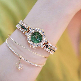 Đồng hồ nữ 1580 dây đính đá mặt viền đá chống nước
