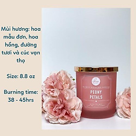 Nến thơm phòng PEONY PETALS cao cấp, 250g sáp cọ 1 bấc