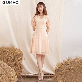 Đầm nữ GUMAC DA1001 thiết kế cổ V xếp bèo