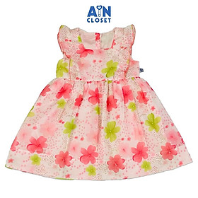 Đầm bé gái họa tiết Hoa Mân Côi Voan Hồng Xanh - AICDBGNG1YMP - AIN Closet