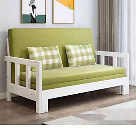 Ghế Giường Sofa Thông Minh, Ghế Gấp Kéo Thành Giường KT 1,28m x1,92 Gỗ Tự Nhiên Giá Tại Xưởng Tặng Bộ Đệm Gối Siêu Đẹp