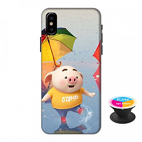 Ốp lưng nhựa dẻo dành cho iPhone XS Max in hình Heo Con Tinh Nghịch - Tặng Popsocket in logo iCase - Hàng Chính Hãng