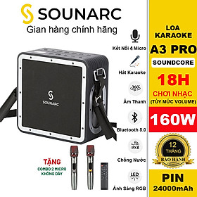 Hình ảnh Loa Karaoke Bluetooth 5.0 SOUNARC A3 PRO Kèm 2 Micro Không Dây Và Điều Khiển Từ Xa, Công suất 160W, Pin Tích Hợp 24000mAh, Chống Nước IPX6 - Hàng chính hãng