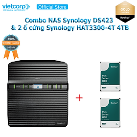 Combo Thiết bị lưu trữ NAS Synology DS423 và 2 Ổ cứng Synoly HAT3300-4T  Hàng Chính Hãng