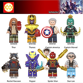 Minifigures Mô Hình Các Nhân Vật Siêu Anh Hùng Thanos Thor Béo Pepper Stan Lee Spider Man Endgame WM6061