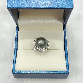 Nhẫn Ngọc Trai Nước Mặn Tahiti Ánh Xanh Free Size (N0607) - MOON Jewelry