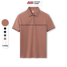 Áo Polo Nam 5S Premium, Chất Liệu Cotton Cao Cấp, Thiết Kế Sọc Ngang Khỏe Khoắn, Cổ Khóa Kéo Lịch Lãm (APC23028)