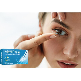 [Một Cặp] Kính Áp Tròng Australia Cận Thị Không Màu Mediclear 3 Tháng + Khay Đựng