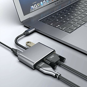 4-in-1 Audio Video Adapter USB Type-C to HDMI 4K Converter with HDMI+VGA+PD+USB3.0 Interface Fast Charger