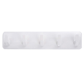 Strong Plastic Adhesive Wall Hook Clothes Coat Hanger Home Decor 5 Hooks 4 Strip