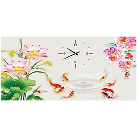 Tranh Đính Đá Đồng Hồ Hoa Sen - YN5391