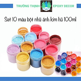 Set 10 Màu Vẽ Bột Nhũ Kim Cơ Bản Hũ 100ml Trang Trí Thủ Công - Trường Thịnh Sài Gòn