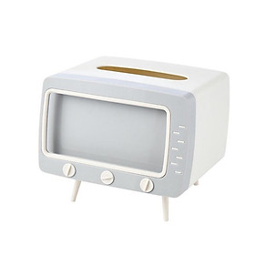 Mua Hộp đựng khăn giấy cao cấp kèm giá đỡ điện thoại 2in1 - Hộp đựng giấy ăn tivi để bàn hình chiếc radio decor
