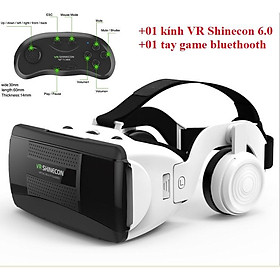 Kính 3D VR Shinecon G06e có headphone + tặng tay cầm chơi game bluetooth 3.0