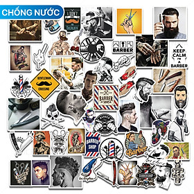 Bộ 50 Sticker Barber - Hình Dán Chống Nước Decal Chất Lượng Cao Trang Trí Cửa Hàng Cắt Tóc Nam, Va Li Du Lịch, Xe Đạp, Xe Máy, Laptop, Nón Bảo Hiểm, Máy Tính Học Sinh, Tủ Quần Áo, Nắp Lưng Điện Thoại