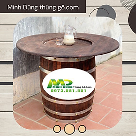 Mua Bàn thùng rượu gỗ quán bar bàn thùng rượu được làm bằng gỗ Thông lên màu giả cổ