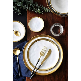 Mua Đĩa tròn gốm sứ cao cấp phong cách Vintage màu trắng viền vàng 20cm BISTRO 5315DM