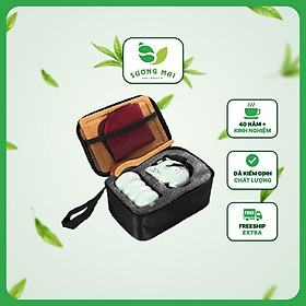 Mua Bộ Ấm Chén Uống Trà Sứ Cao Cấp SƯƠNG MAI Gồm 5 Món Thiết Kế Họa Tiết Hoa Văn Tinh Xảo Màu Sắc Trang Nhã