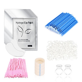 Eyelash Extension Kit Disposable Eyelash Mascara Brush Wand Cotton Swabs Glue Ring Holders Eye Gel Pads Eyelash