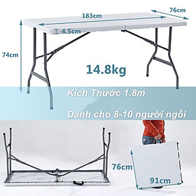 Mua Bàn Ăn Xếp Gọn Ngoài Trời HDPE cao cấp 76cm x 1.8m
