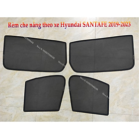 Bộ 4 tấm Rèm che nắng theo xe ô tô Hyundai SANTAFE 2019-2024, Tấm che nắng ô tô nam châm tự dính