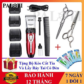 Tông đơ cắt tóc gia đình jichen 0817 tặng bộ kéo cắt tỉa và lấy ráy tai có đèn - Tăng đơ hớt tóc cho bé-LT Store