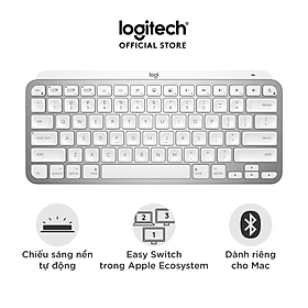 Bàn phím không dây Bluetooth Logitech MX Keys Mini - Nhỏ gọn, Sạc USB-C, Phím tắt thông minh, Có bản cho Mac - Hàng chính hãng