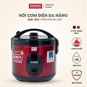 Nồi cơm điện HASUKA HSK 823 dung tích 1.8L, công suất 900W, lòng niêu dầy phủ chống dính ceramic, chống xước siêu bền - Hàng chính hãng