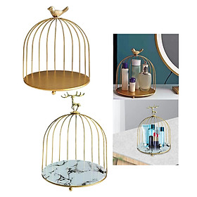 2pcs Metal Cage Shaped Makeup Organizer Dresser Desktop Lipstick Cosmetic Storage