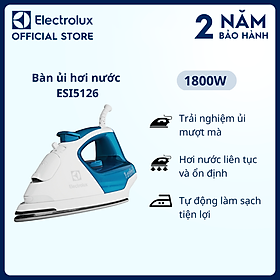 Bàn ủi hơi nước Electrolux ESI5126 - ủi phẳng và đều mọi nếp nhăn, tiếp cận các khu vực khó nhất, tính năng làm sạch tự động [Hàng chính hãng]