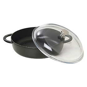 Nồi gang tròn Staub nắp kính Đen 24cm