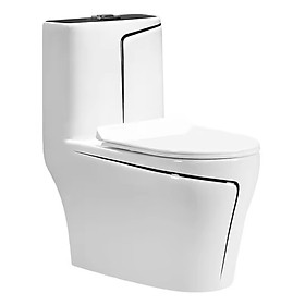 Mua Bồn cầu một khối màu trắng  kiểu tròn kết hợp viền sườn xám nghệ thuật