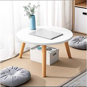 Bàn trà, bàn sofa tròn trắng 60x50, bàn cafe phòng khách, bàn coffee, bàn gỗ MDF chất lượng cao