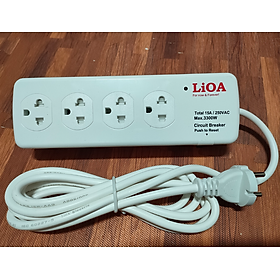 Ổ Cắm Điện Công Suất Lớn Chịu Tải LiOA - 4 lỗ, 6 lỗ dây dài 2.5m 2 lõi - 4 ổ cắm 4SS2.5-2