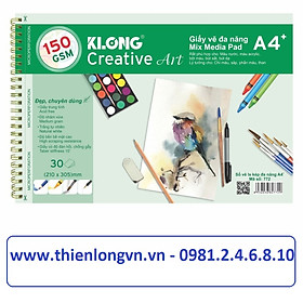 Sổ vẽ lò xo đa năng Creative Art A4 - 150 GSM - 30 tờ/tập; Klong 772 xanh lá
