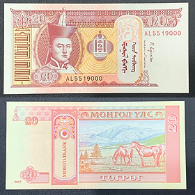 Mua Tiền thế giới 20 Tugrik Mông Cổ ông Thành Cát Tư Hãn   tiền châu Á   Mới 100% UNC