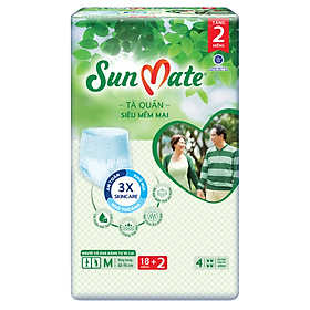 [Mẫu mới] Tã quần SunMate siêu mềm mại G1 mới size M-18+2 miếng