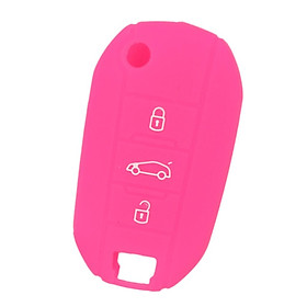 Silicone Car Key Case Cover Fit for AUDI Folding Remote Key Fob Case Shell 3 Buttons Rose Red