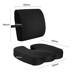Combo Bộ gối tựa lưng và đệm lót ghế văn phòng DELI, giảm đau mỏi chống gù lưng, hỗ trợ phòng chống đau xương cụt, trĩ