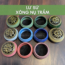 Mua Lư xông trầm bằng gốm   lư hương sứ   có tấm lót chống nóng   chống ố vàng đáy lư kèm đế cắm nhang que   nhang vòng vô cùng tiện lợi